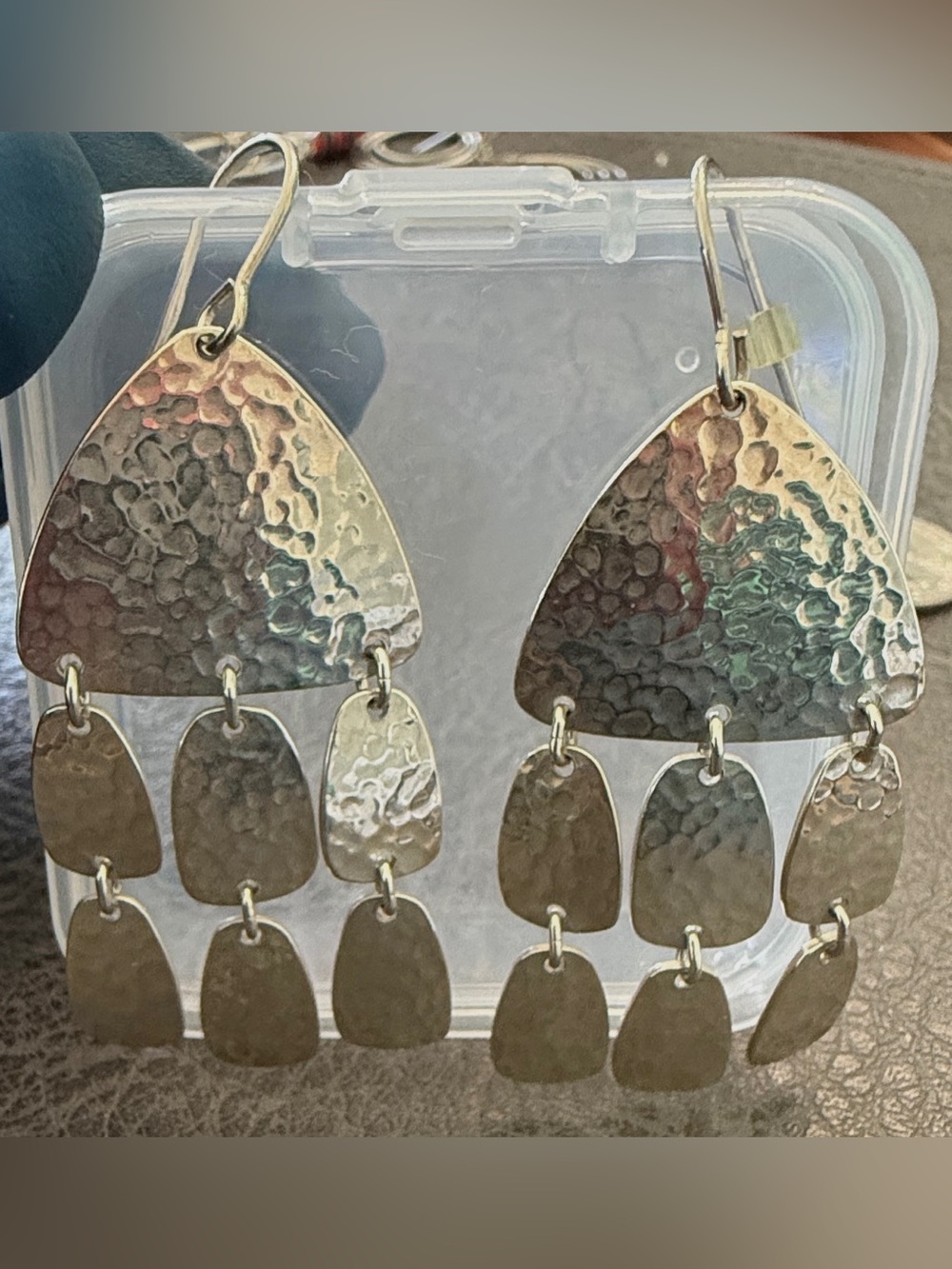 James Avery Retired Shimmering Elements Dangle Earrings hammered sterling silver